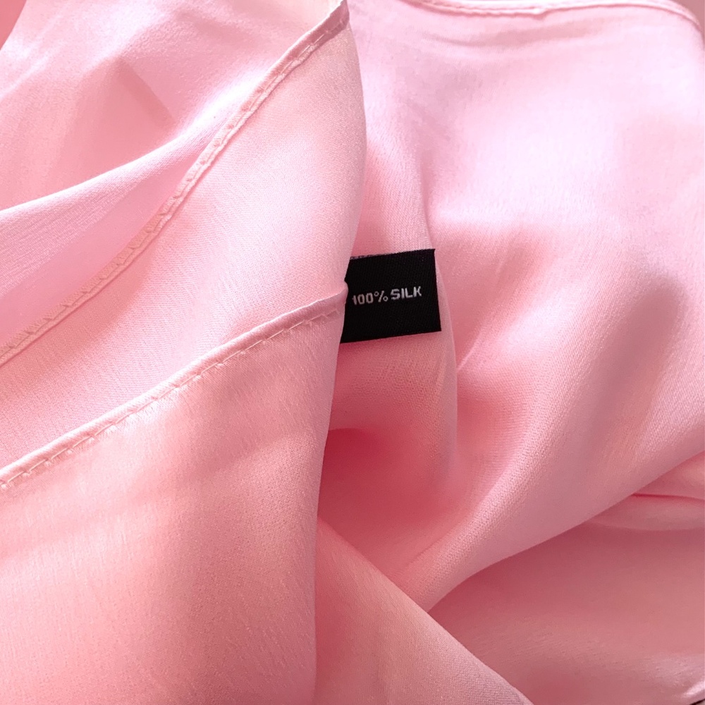 Light Pink 100% SILK SATIN Large Shawl Scarf Wrap Wedding Bridesmaid Cover up - Picture 5 of 8